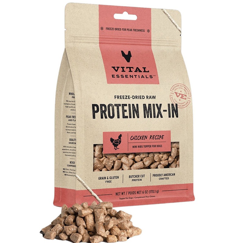 Vital Essentials Chicken Mini Nibs Mixin Protein Freeze Dried Topper Dog Food 6oz