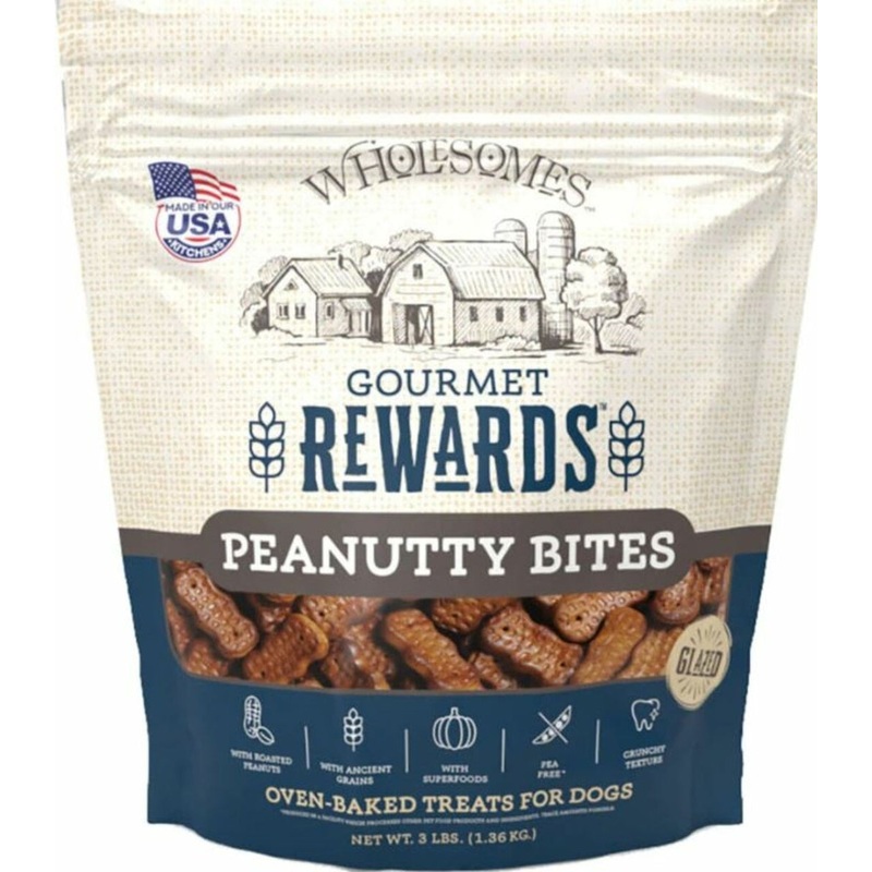 Wholesome 3 lbs Gourmet Rewards Peanutty Bites Dog Biscuits