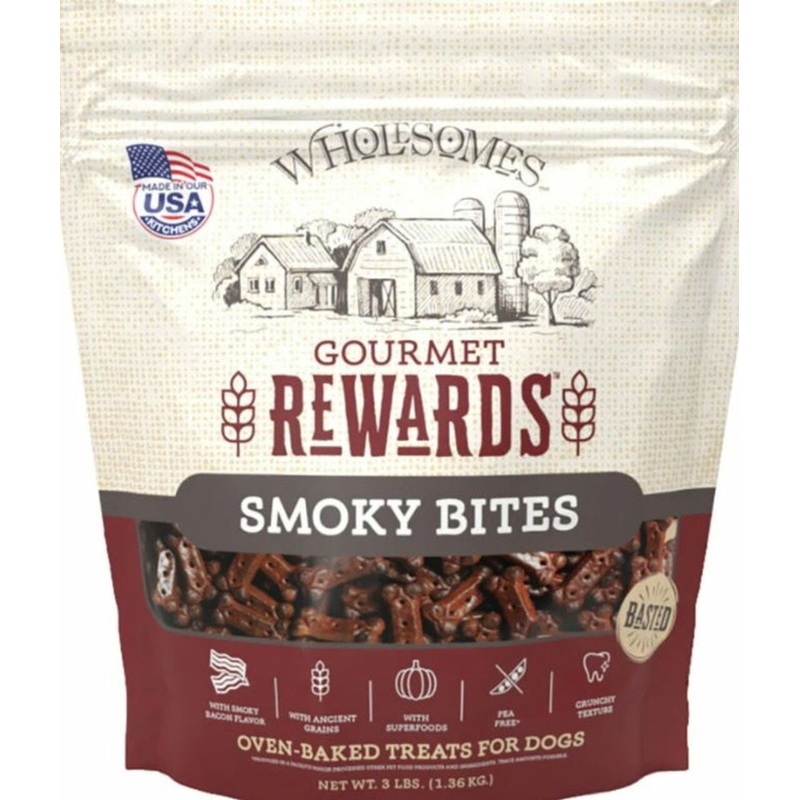 Wholesome 3 lbs Rewards Gourmet Rewards Smokey Bites Dog Biscuits