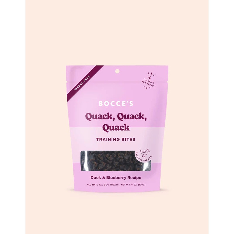 Bocce's Bakery Bites  Quack, Quack, Quack Dog Training Treats - Duck & Blueberry - 6oz Pouch