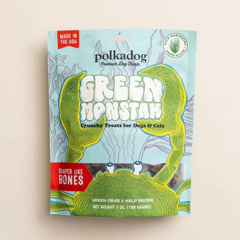 Polkadog Dog Treats - Green Monstah (Bones) - 7oz Pouch