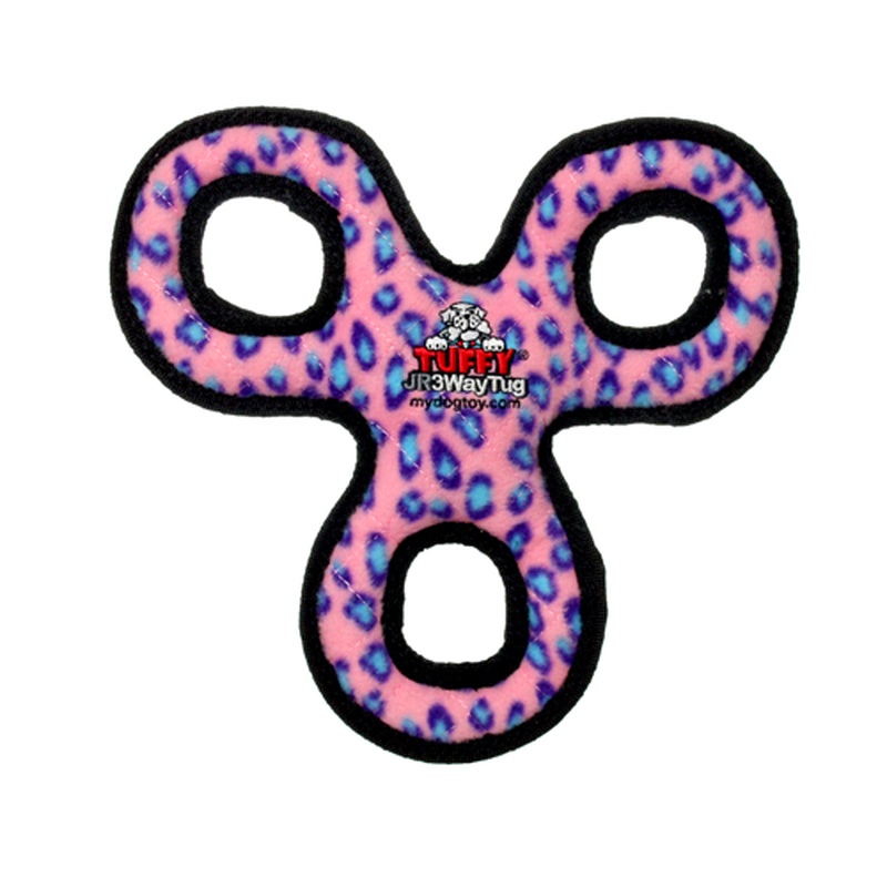 Tuffy's Jr 3 Way Tug Ring Dog Toy - Pink Leopard