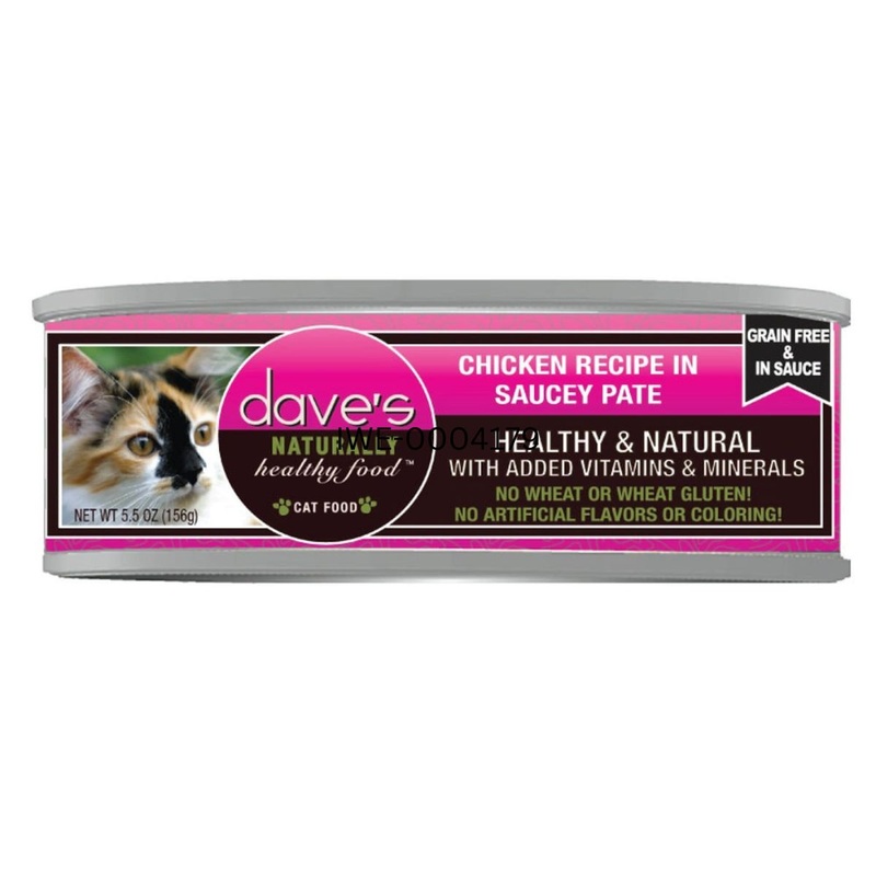 Dave's Pet Food Naturally Healthy Wet Cat Food - Chicken Recipe in Saucy Pate - 5.5oz Can