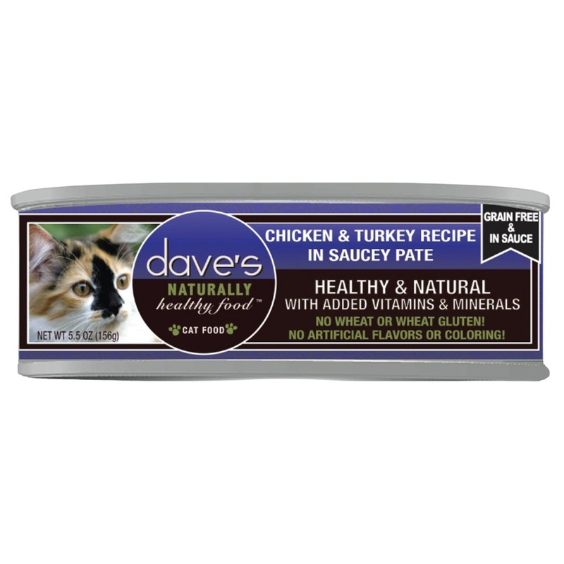 Dave's Pet Food Naturally Healthy Wet Cat Food - Chicken & Turkey Recipe in Saucy Pate - 5.5oz Can