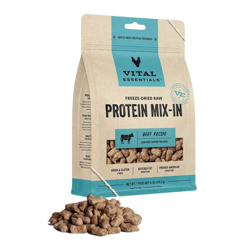 Vital Essentials Freeze Dried Topper Beef Mini Nibs For Dogs 18oz