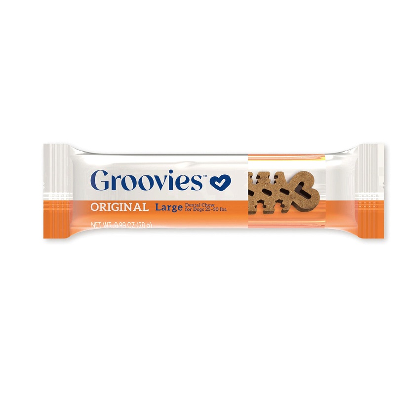 Groovies Dog Dental Chew Large Each - For Dogs 25-50 lb