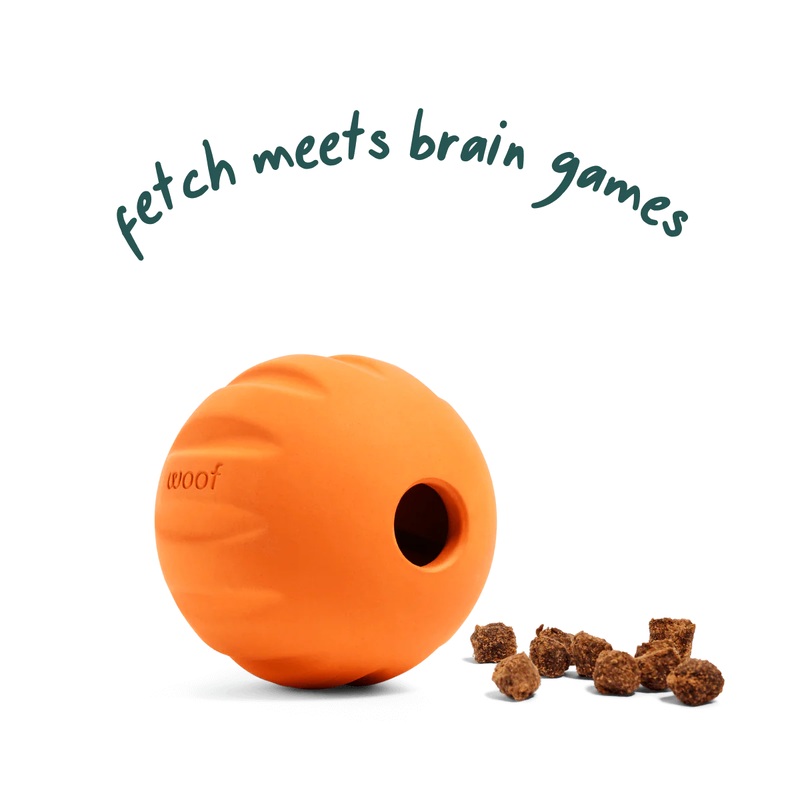 Woof Fllyball Treat Puzzle Dog Toy - Orange