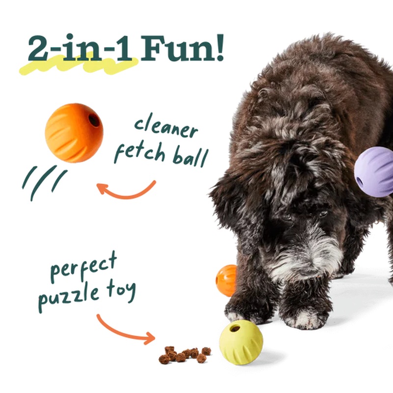 Woof Fllyball Treat Puzzle Dog Toy - Yellow