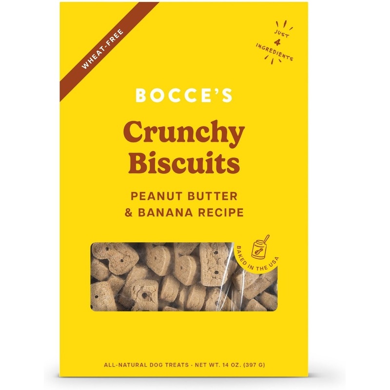 Bocce's Bakery Crunchy Biscuits Peanut Butter & Banana Recipe Dog Treats 14 oz Box