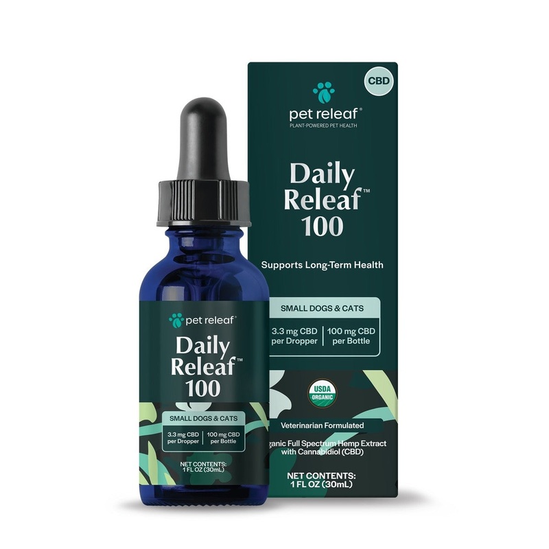 Pet Releaf 100MG Daily Releaf CBD Oil for Small Dogs & Cats 1oz