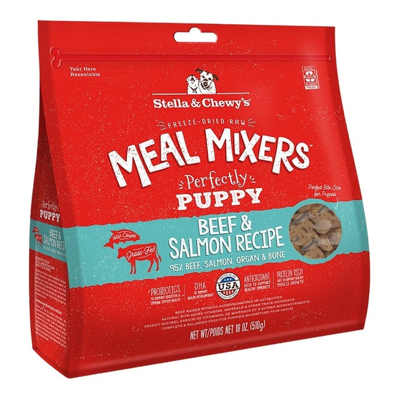 Stella & Chewy's Freeze-Dried Meal Mixers Puppy Beef Salmon Dog Food 18oz