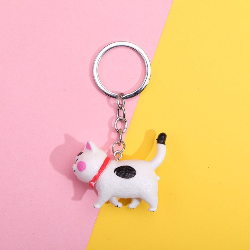 White & Black Spotted Cat Keychain