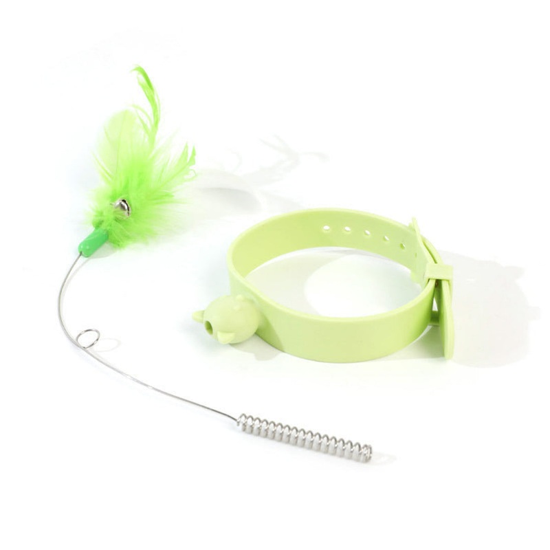 Wearable Wrist Feather Cat Toy- Green