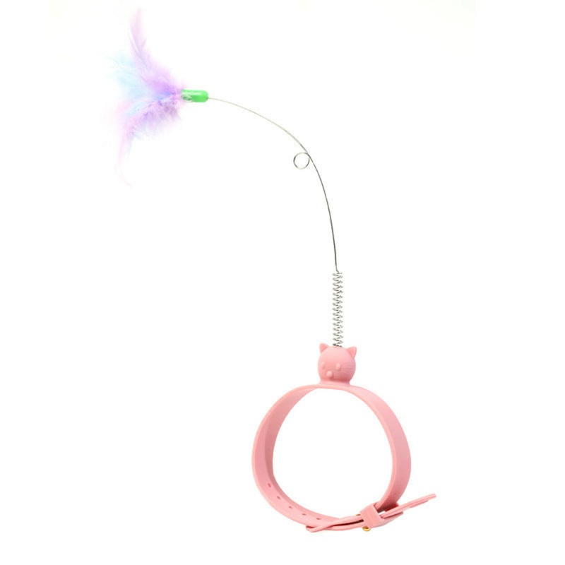 Wearable Wrist Feather Cat Toy- Pink