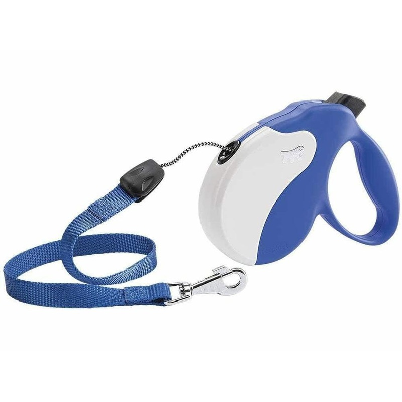 Amigo Medium Blue-White Retractable Dog Lead