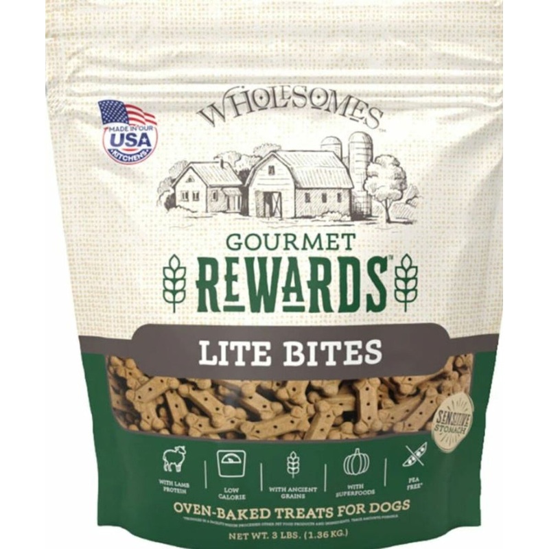 Wholesome 3 lbs Gourmet Rewards Lite Bites Dog Biscuits, Lamb