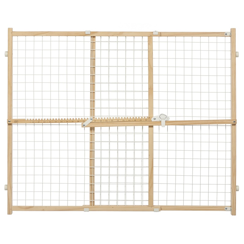 Wood Pet Gate 32  High Featuring New Patented Latch System  Wire Mesh Dog Gate Expands 29-41 Inches Wide