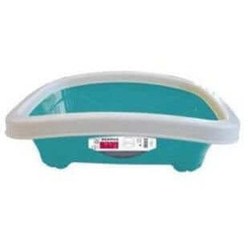 2-MEMPHIS - CAT LITTER TRAY WITH RIM TURQUOISE, GREEN & PURPLE