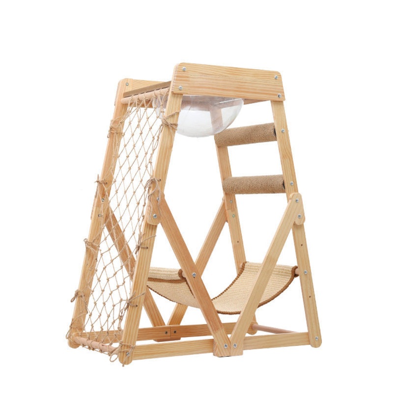 Wooden Cat Climbing Frame With Hammock