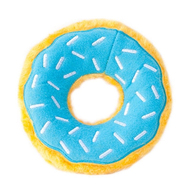 Zippy Paws Stuffing Free Donut Dog Toy  Blueberry