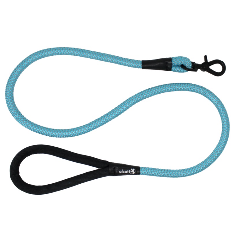 Alcott Adventure Rope Leash Reflective Stitching 5' Blue