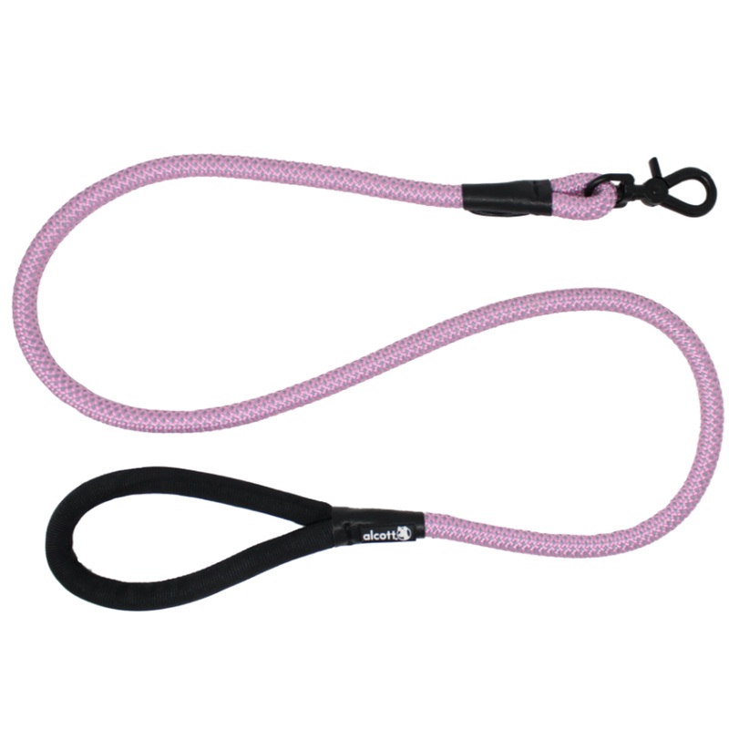 Alcott Adventure Rope Leash Reflective Stitching 5' Pink