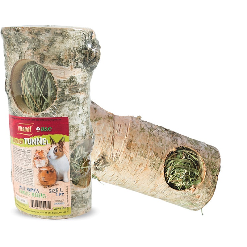 A&E Cage Co  Wooden Tunnel with Hay - Large