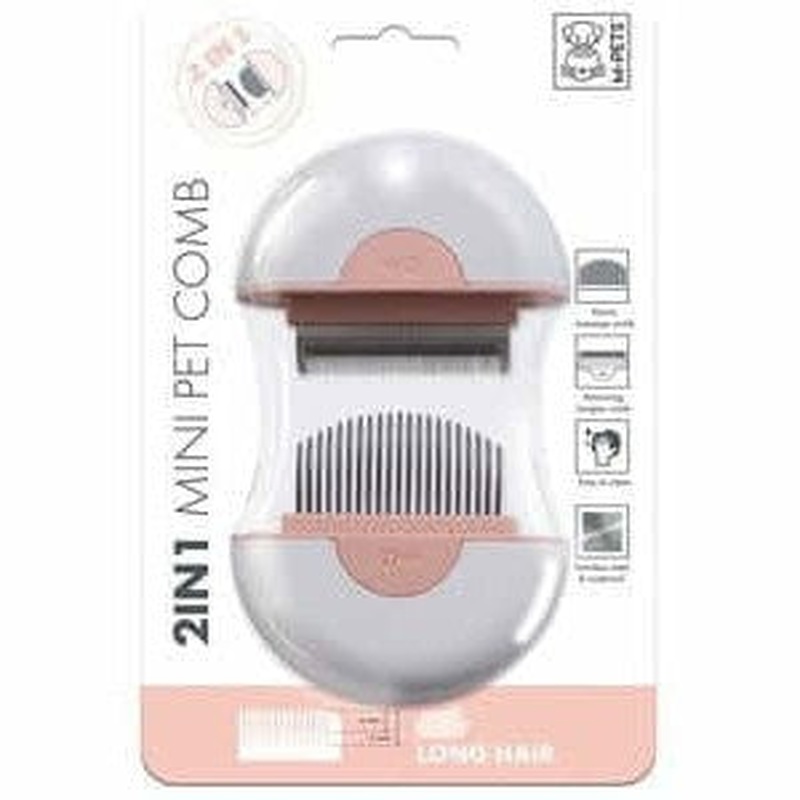 2 In 1 Mini Pet Comb for long hair - Pink