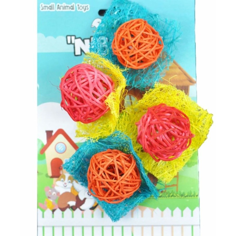 A&E Cage Co Nibbles Bon Bon Loofah Chew Toys Assorted Colors