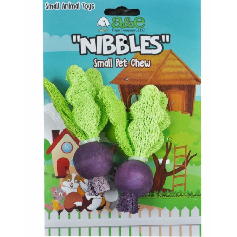 A&E Cage Co Nibbles Turnip Loofah Chew Toys with Wood