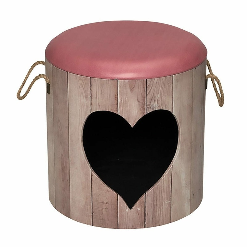 "Petbox Heart M"  Pink Hideaway & Pouffe (35x34cm)