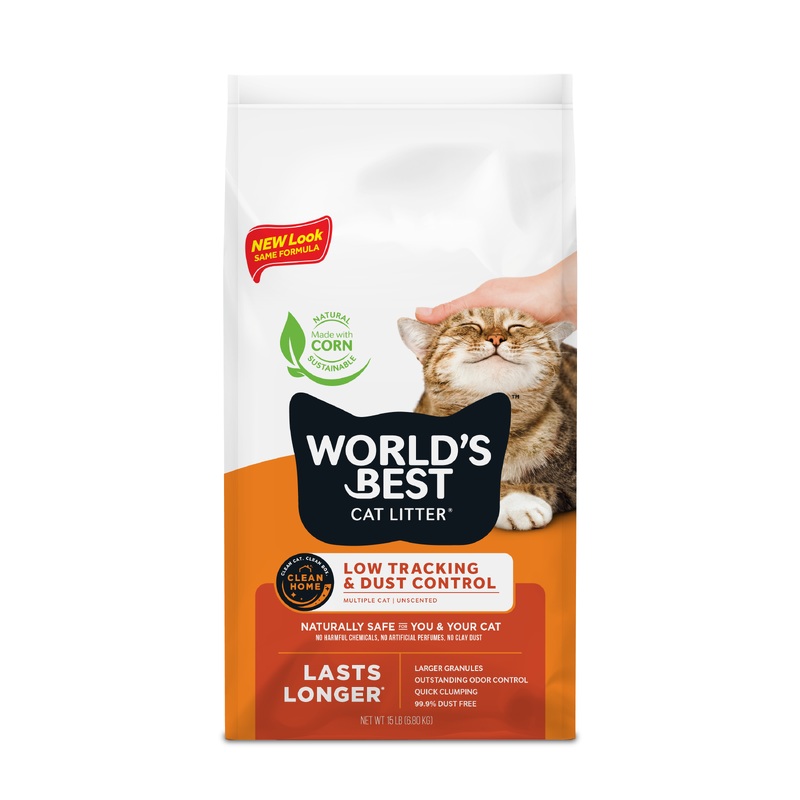 World's Best Cat Litter Low Tracking and Dust Control Multiple Cat Unscented, 15lb Bag