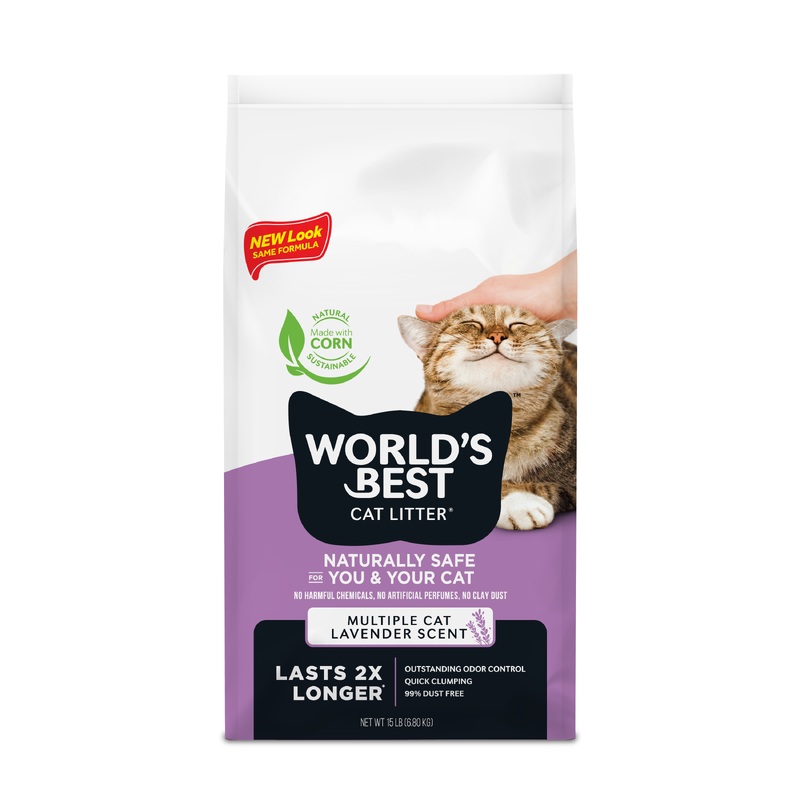 World's Best Cat Litter Lavender Scented Multiple Cat Formula, 15lb Bag