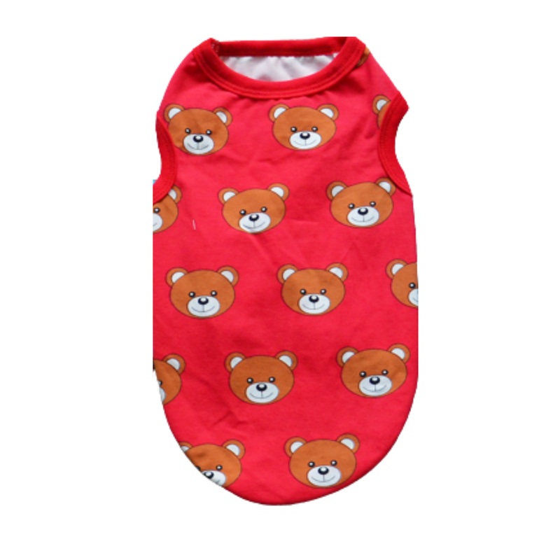 Bear Disgned Pet Clothes Red