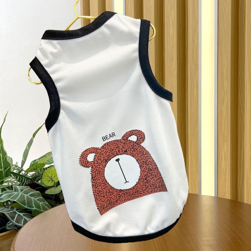 Bear Print White Pet Clothes