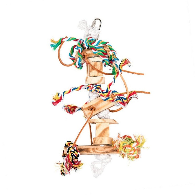 Wooden Hanger With Leather & Rope 38cm