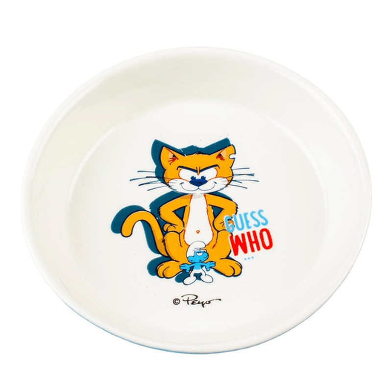 Azrael low feeding bowl 320ml - 16x16x3,5cm white/blue