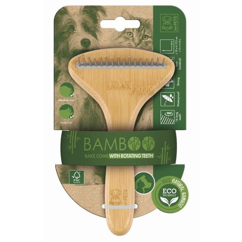 BAMBOO Rake Comb with Rotating Teeth