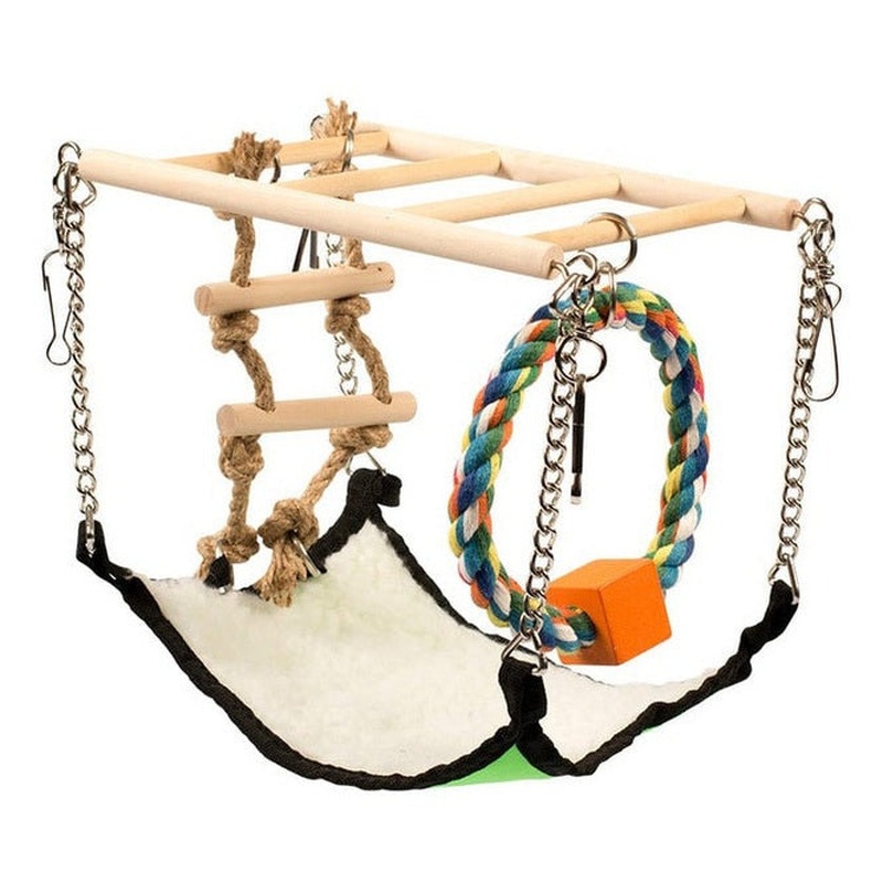 Wooden Suspension Bridge With Hammock 17X22X15Cm