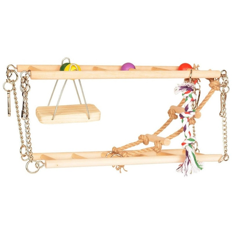 Wooden Suspension Bridge With Swing 27X16X10Cm