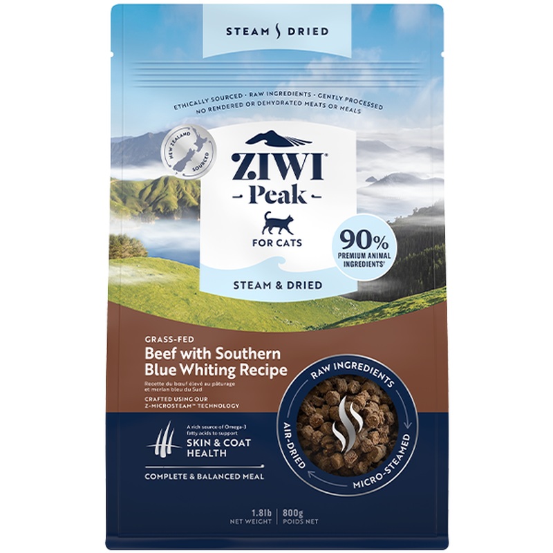 ZIWI Peak Cat Steam-Dried Beef w/S Blue Whiting 1.8lb