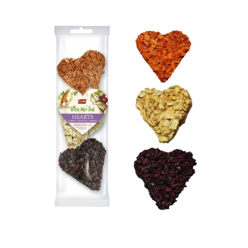 A&E Vitapol Vita Herbal Hearts Small Animal Treats Carrot, Beetroot & Parsnip, 3pk