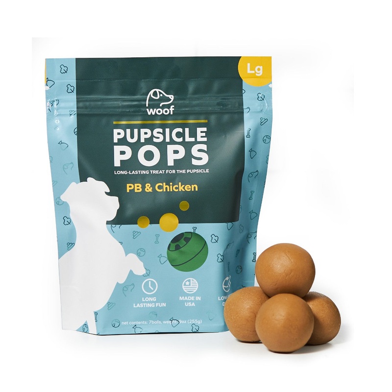 Woof Pupsicle Pops Freezable Dog Treats Chicken Peanut Butter Large 8oz