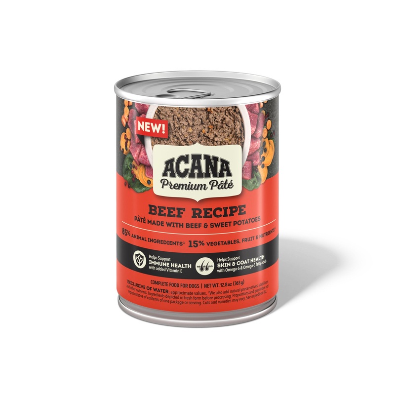 ACANA Premium Pate Wet Dog Food Beef Recipe in Bone Broth, 12.8oz