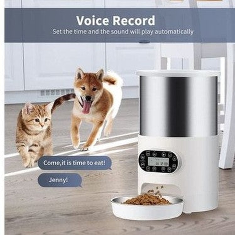 4.5L Cylindrical Stainless Steel Automatic Pet Feeder