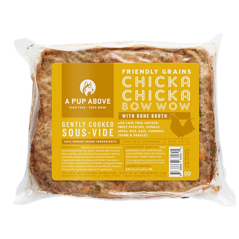 A Pup Above Gently Cooked Friendly Grains Chicka Chicka Bow Wow w/ Bone Broth Frozen Dog Food 1lb