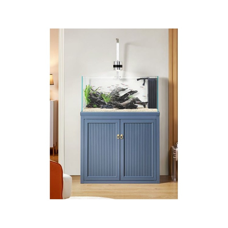 Aluminum Alloy Water Plant Tank Gray Cylinder Plus Cabinet 100X50X50cm