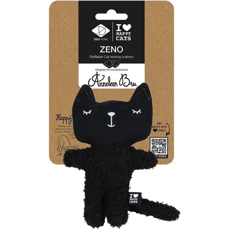 ZENO - Refillable cat kicking cushion 12x4x18cm black