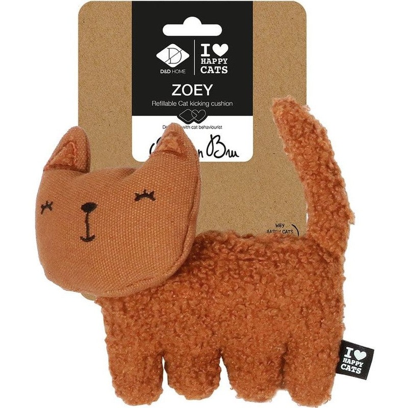 ZOEY - Refillable cat kicking cushion 15x5x12cm brown