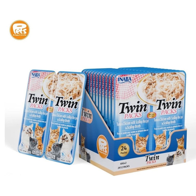 INABA Twin Packs Tuna & Chicken with Scallop Recipe in Scallop Broth 40g 24 pcs